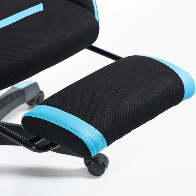 HOMCOM Silla Gaming Ergonómica, Sillón Gaming Reclinable en Malla con Reposacabezas Regulable, Soporte Lumbar, Negro y Azul
