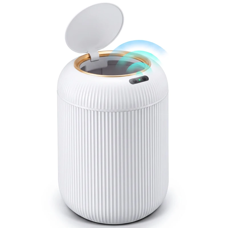 HOMCOM Poubelle de cuisine automatique 10 L Poubelle de cuisine Capteur infrarouge Fermeture douce Anti-traces Blanc