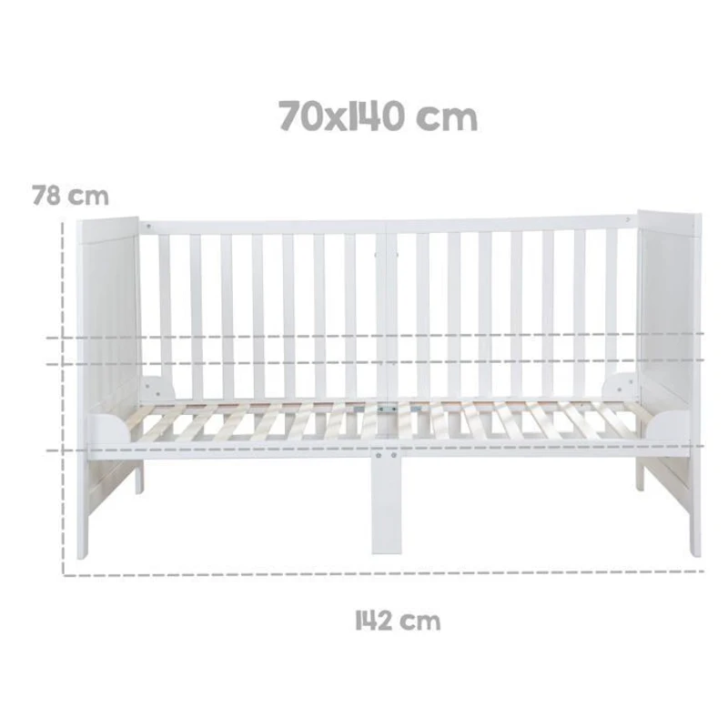 Lit bébé évolutif - 70 x 140 cm - EASY SLEEP - Blanc laqué