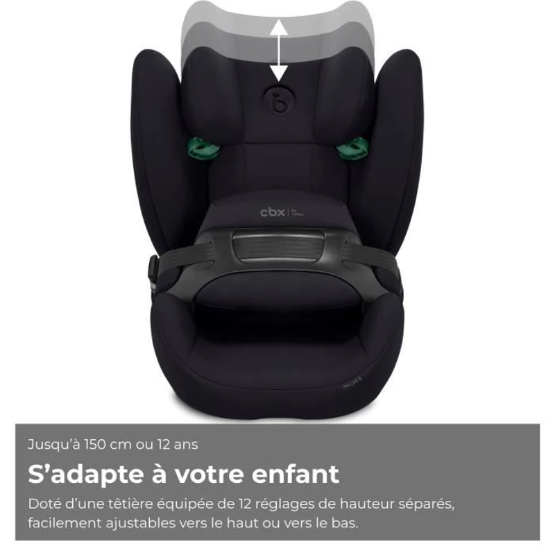 Siege auto Pallas B i-size Cbx by Cybex - 76 a 150 cm - 9 a 50 kg - 15 mois a 12 ans - Pure black