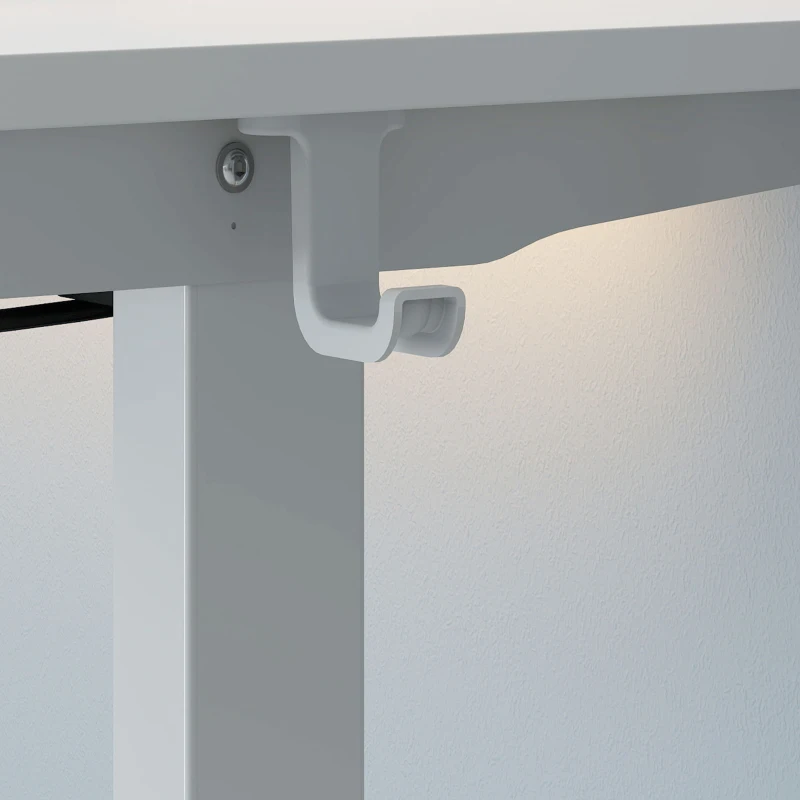 HOMCOM Secretária Elétrica Sentar e Levantar 140 x 80 cm, Secretária de Canto com Ecrã LCD, Altura Ajustável, 3 Memórias, Branco