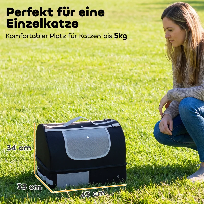 PawHut Caixa sanitária portátil para viagens com zíper & tampa, caixa sanitária dobrável para viagem, para uso interno & externo, Preto