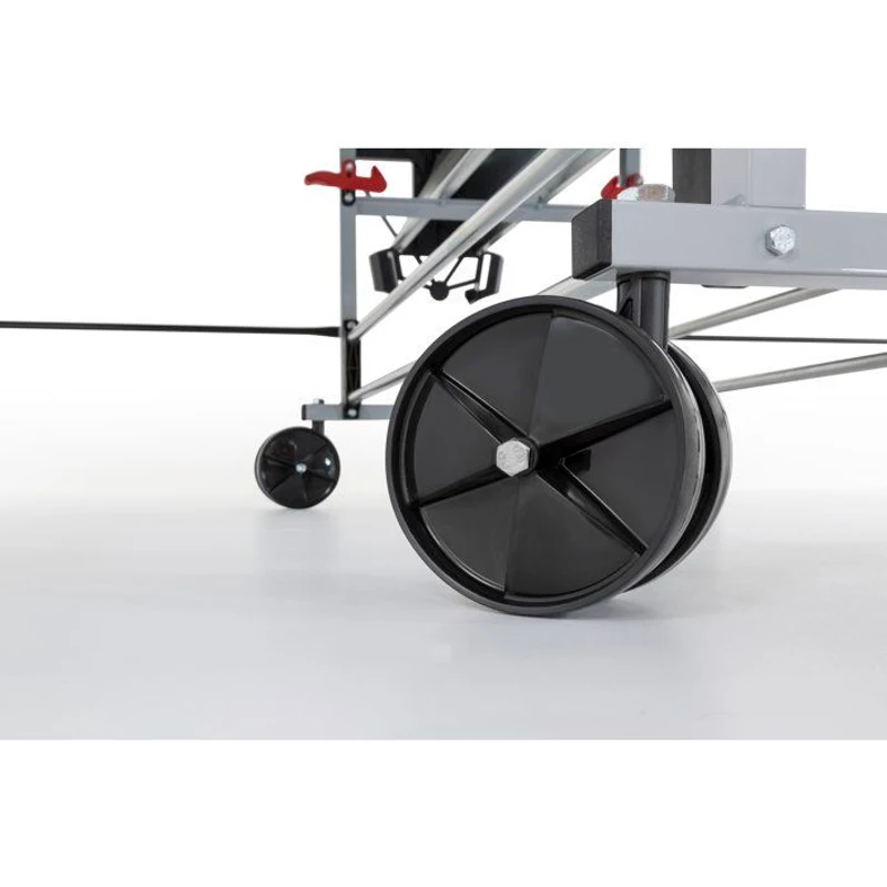 Table tennis de table - SPONETA - S3-46 e - Pliable - Usage extérieur - Filet + rangements + 4 roues doubles pivotantes - Gris/vert