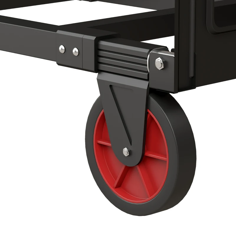 HOMCOM Carretilla Plegable 2 en 1 Extensible 220KG Plegado Plano Carro Plataforma Acero Mango Ajustable Ruedas 360° 112x41x92cm Negro