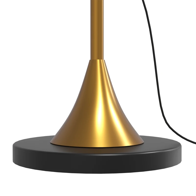 HOMCOM Candeeiro de Pé para Sala 40W com Abat-jour em Forma de Cúpula, Interruptor de Pé, 158 cm, Dourado e Branco