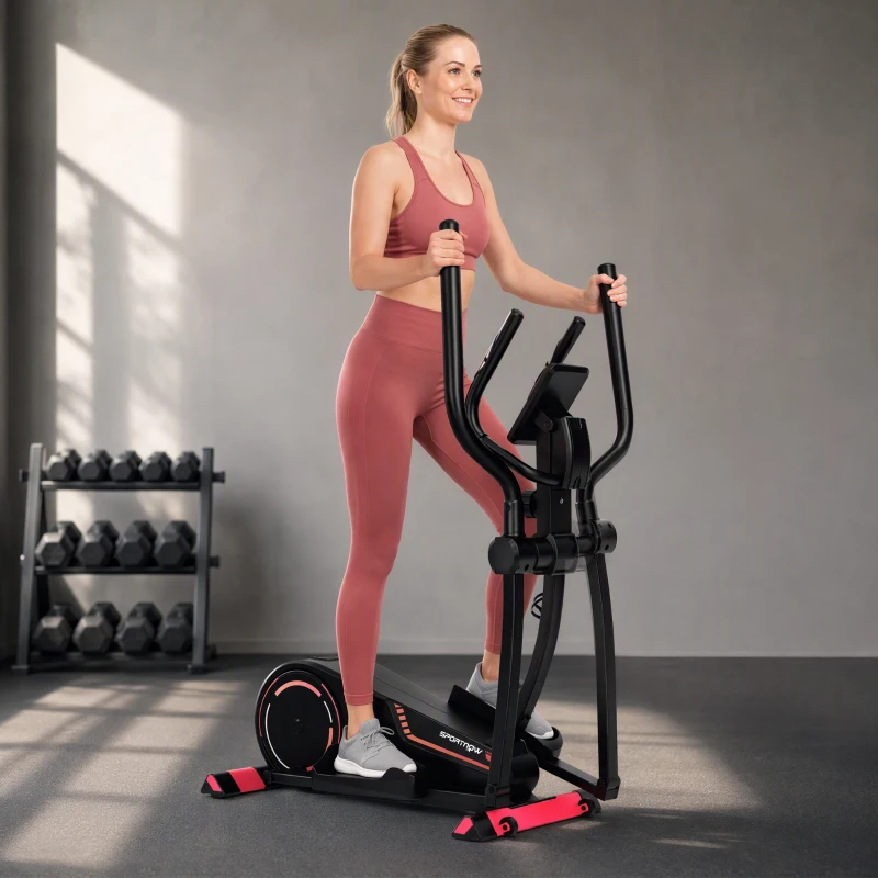 SPORTNOW Ellipsentrainer für Zuhause, 16-stufig verstellbarer Widerstand, Bluetooth, App-kompatibel