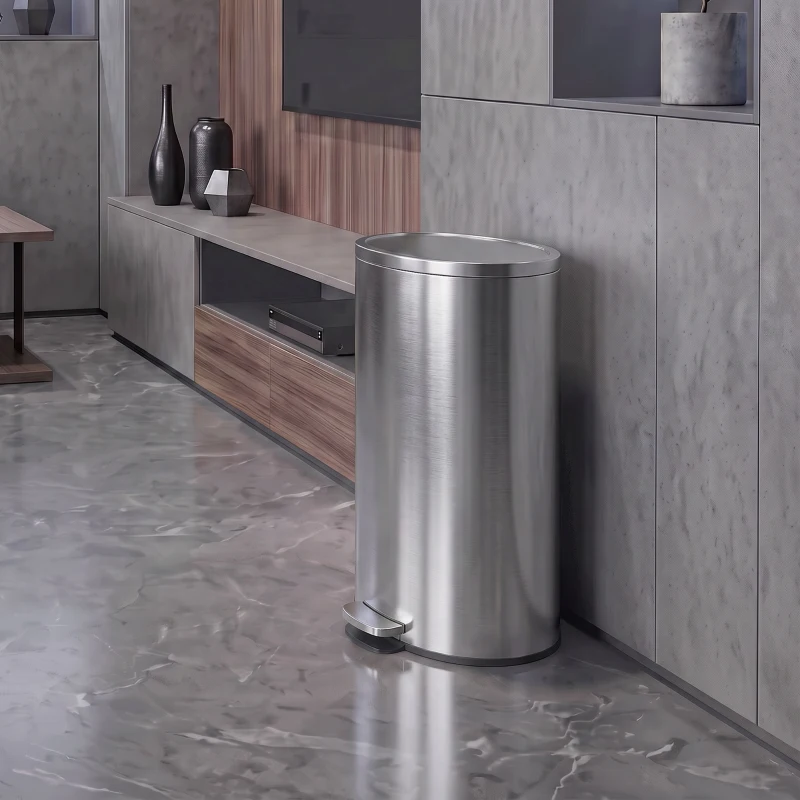 HOMCOM Lixeira com tampa Soft-Close Lixeira de pedal com balde interno removível 30L Prata