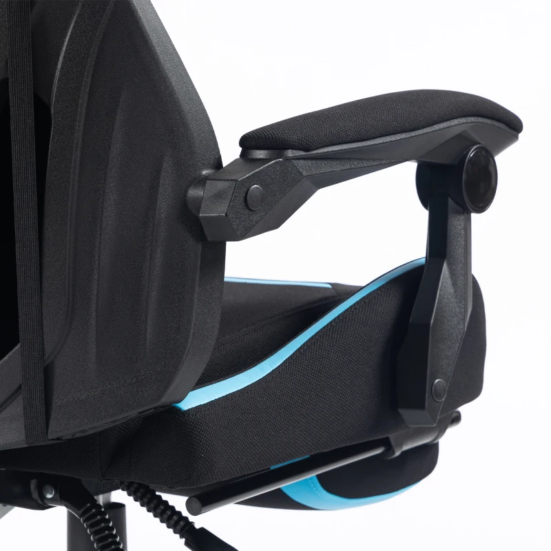 HOMCOM Cadeira Gamer Ergonômica, Poltrona Gamer Reclinável em Malha com Apoio de Cabeça Ajustável, Suporte Lombar, Preto e Azul