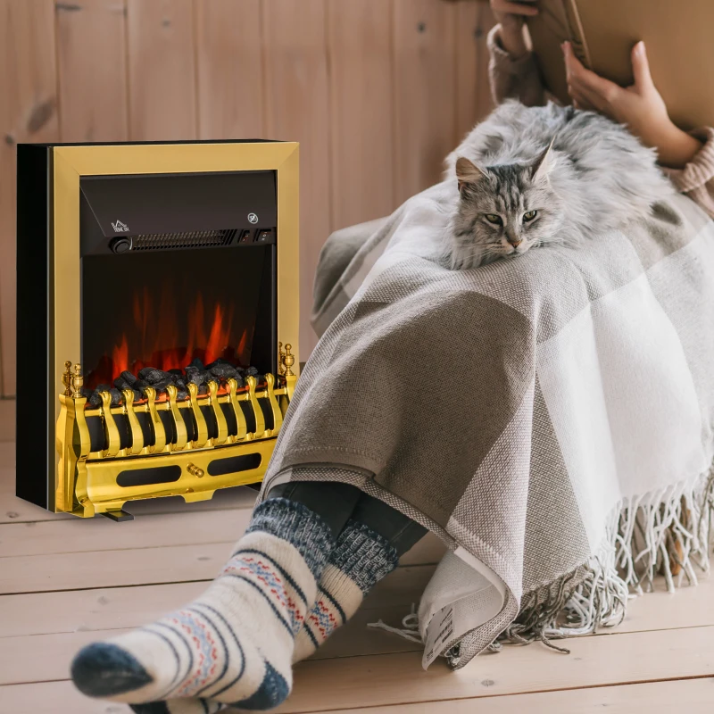 HOMCOM Elektrische kachel haardkachel 2000 W elektrische haard wandhaard vlameffect(m-2)