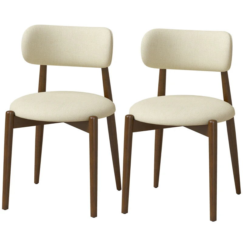 HOMCOM Conjunto de 2 Cadeiras de Sala de Jantar, Cadeiras de Cozinha em Chenille com Encosto Curvo, Assento Acolchoado, Bege