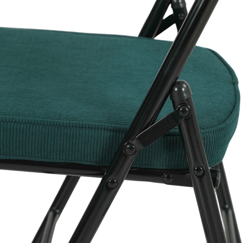 HOMCOM Lote de 2 sillas plegables para comedor portátiles con asiento y respaldo acolchados en terciopelo acanalado azul
