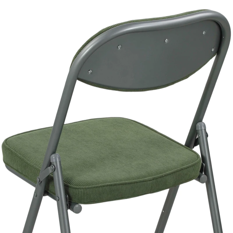 HOMCOM Conjunto de 2 cadeiras dobráveis para sala de jantar portáteis com assentos e encostos acolchoados em veludo cotelê verde