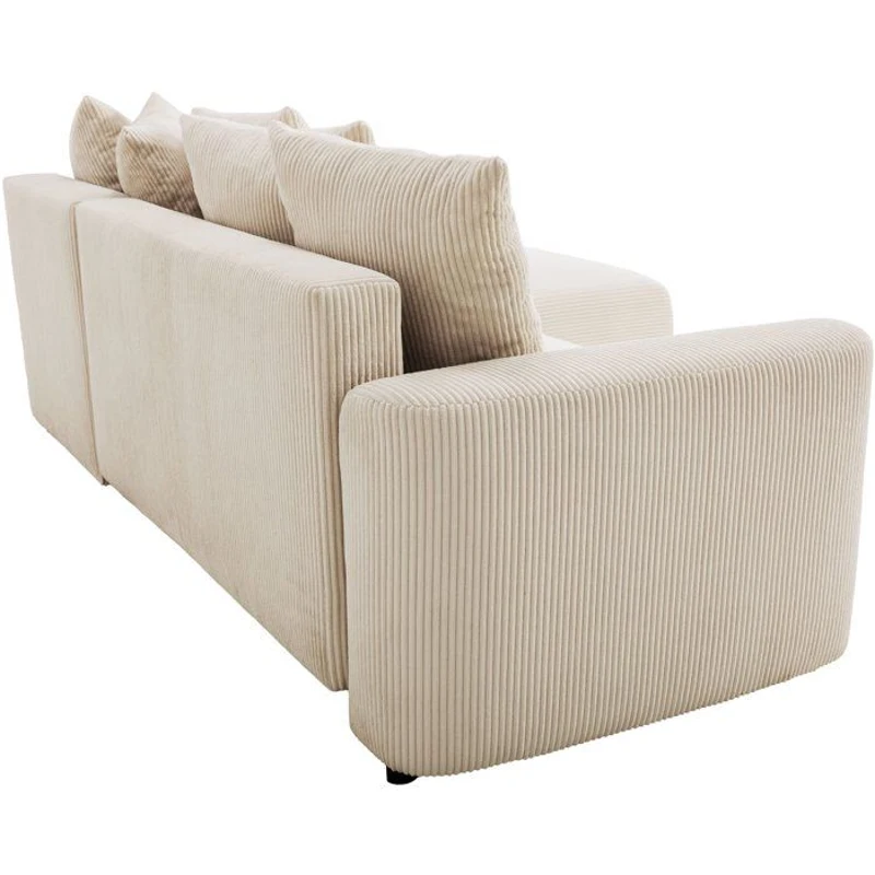 Canapé d'angle convertible réversible - 3 a 4 places - PHARELL 2 - velours côtelé - perle - coffre de rangement - L233 x P159 x H89