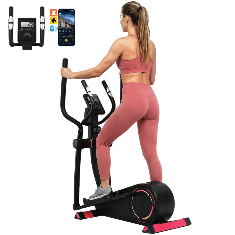 SPORTNOW Ellipsentrainer für Zuhause, 16-stufig verstellbarer Widerstand, Bluetooth, App-kompatibel