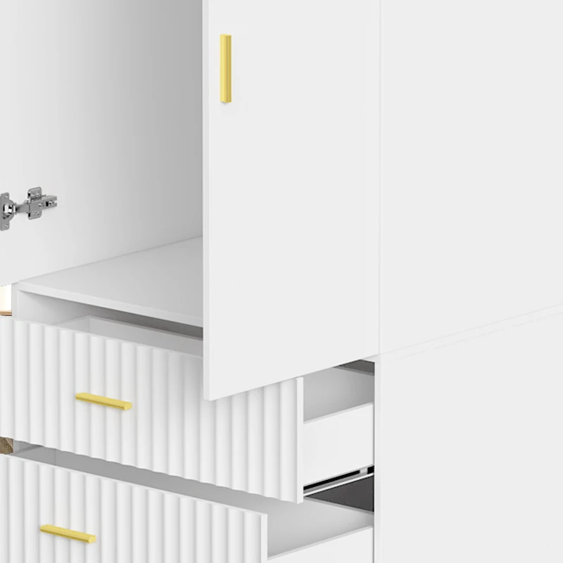 HOMCOM Armario Dormitorio con 2 Puertas, 2 Cajones Acanalados y Barra de Colgar, 78 x 50 x 170 cm, Blanco