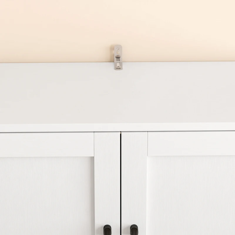 HOMCOM Buffet Alto de Cozinha, Armário de Cozinha, 4 Portas com Fecho Suave, Gaveta, Compartimento Aberto, Prateleiras Ajustáveis, Branco