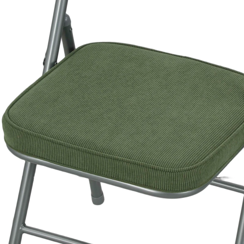 HOMCOM Conjunto de 2 cadeiras dobráveis para sala de jantar portáteis com assentos e encostos acolchoados em veludo cotelê verde