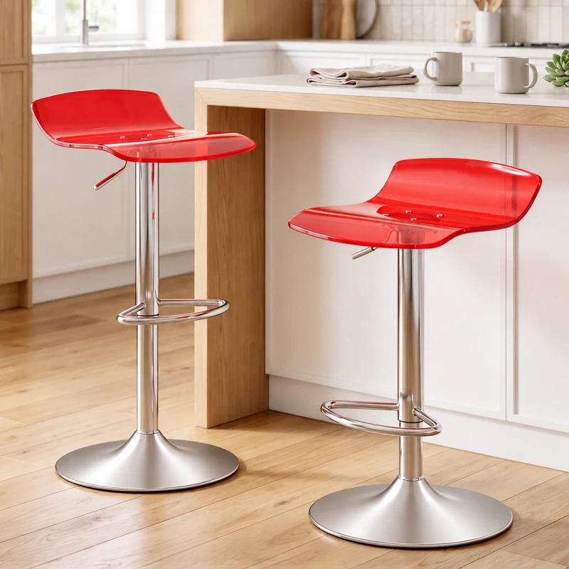 HOMCOM Lote de 2 banquetas de bar design contemporâneo giratórias 360° altura ajustável com apoio para os pés 39x39x67-87cm vermelho