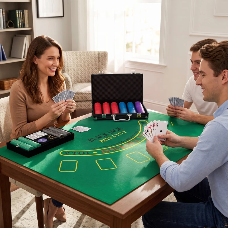 SPORTNOW Conjunto Poker Profissional com 500 Fichas, Maleta e Acessórios, Preto