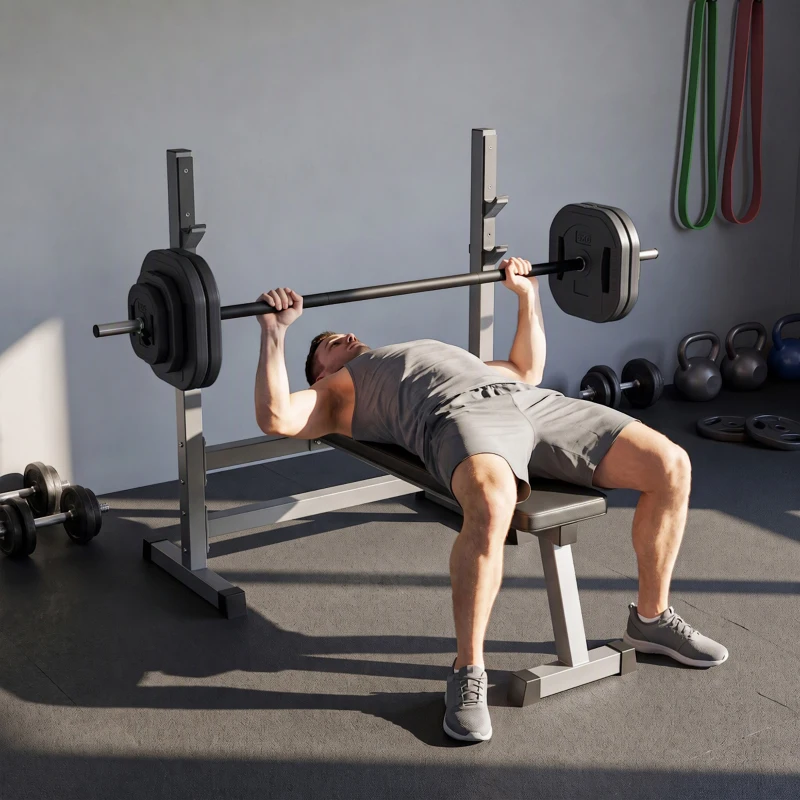 SPORTNOW Hantel-Set 30 kg, Einstellbare quadratische Scheiben mit Griffen, rutschfeste Stahlstange 3 Teile, Schwarz