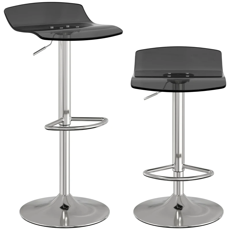 HOMCOM Set de 2 scaune de bar design contemporan pivotante 360° înălțime reglabilă cu suport pentru picioare 39x39x67-87cm negru