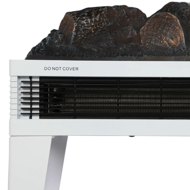HOMCOM Chimenea Eléctrica 1000/2000W Calentador de Chimenea con Llama LED Ajustable hasta 15-20 m² 40,5x20x62 cm Blanco