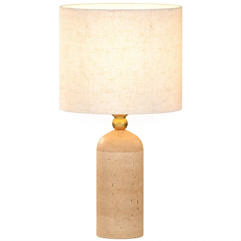 HOMCOM Lampe de table vintage E27, lampe de chevet avec abat-jour et câble, 48 cm, beige
