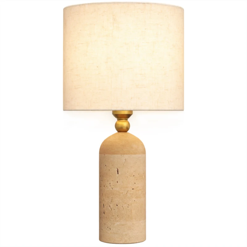 HOMCOM Lámpara de mesa vintage E27 para mesita de noche con pantalla de tela y cable, 48 cm, beige
