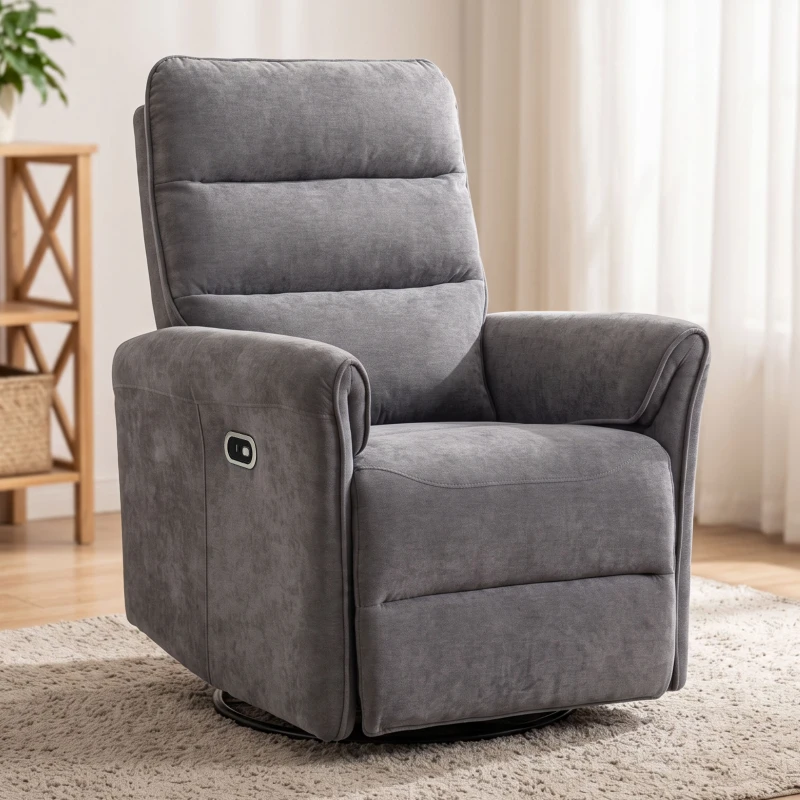 HOMCOM Fotoliu relax electric 155° cu suport pentru picioare, tapițat, rotire 270°, balansoar, șenilă, gri