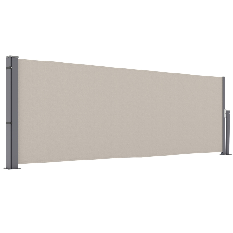 Outsunny Uittrekbare Zijdelingse Zonnescherm, Zijrol, Aluminium/Polyester, 3 x 1 m, Lichtgrijs