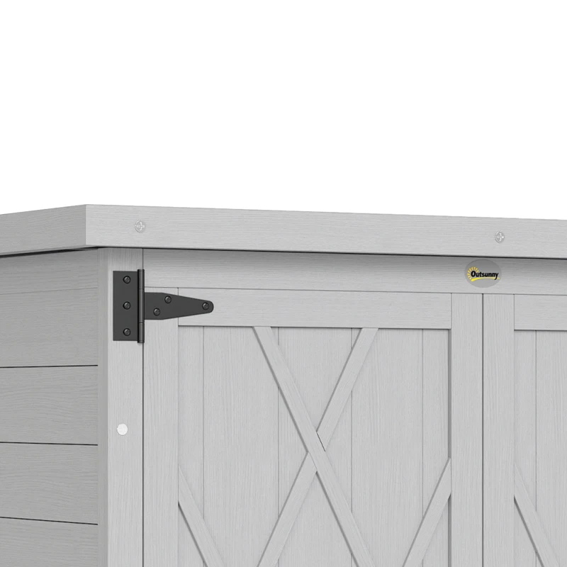 Outsunny Abri de jardin armoire de jardin 3 étagères 2 portes toit en tôle galvanisé étanche bois massif 75 x 40 x 90 cm gris