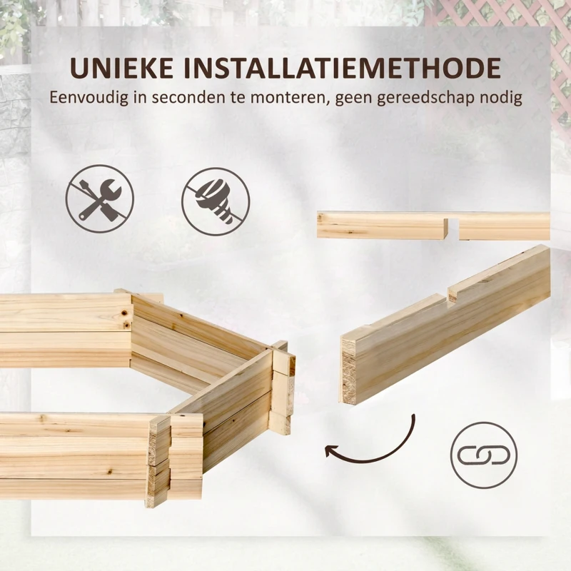 Outsunny verhoogd bed zeshoekige DIY plantenbak planter gemaakt van hout natuurlijk