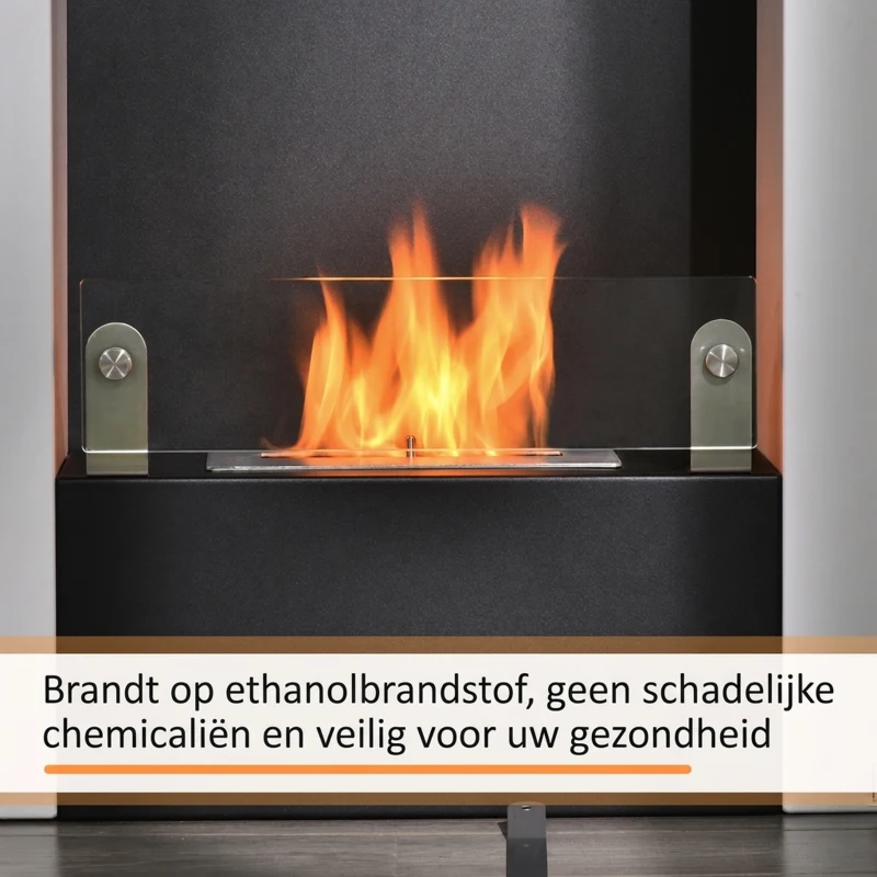 HOMCOM Ethanol haard bio-ethanol brander 2000W 3 uur rookvrij wit + zwart(m-4)