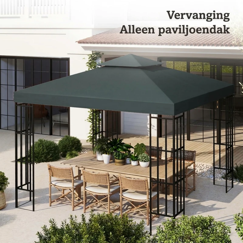 Vervangend dak voor metalen tuinpaviljoen paviljoen partytent tuintent 3x3