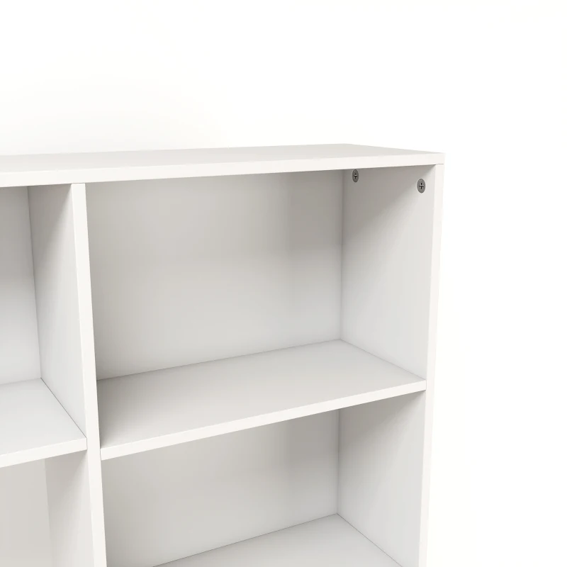 HOMCOM Bureau d'Angle, 108 x 100 x 153 cm, Bureau Informatique en L avec Support pour Écran, Compartiments Ouverts, Blanc