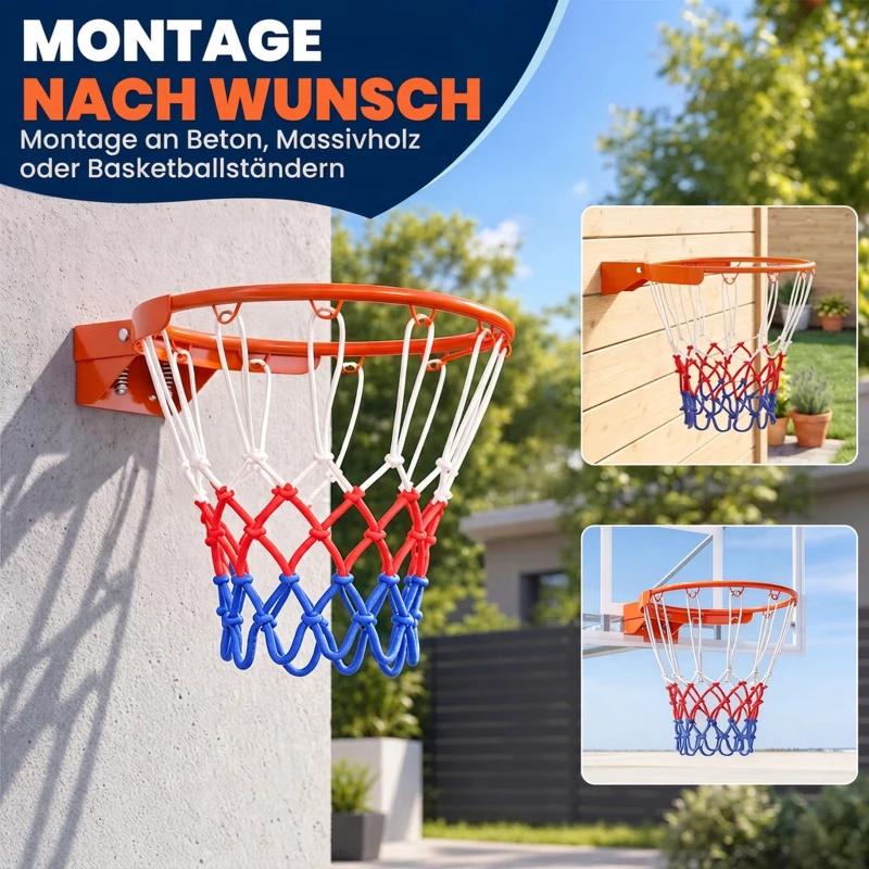 SPORTNOW Basketballkorb zur Wandmontage mit Allwetter-Netz, robuster Universal-Ersatzring für Innen- und Außenbereich