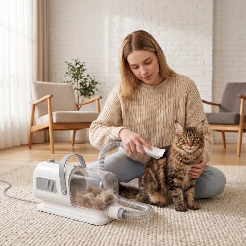 PawHut Blas- und Haartrockner für Hunde, 8 in 1 Pflegeset 1100 W, 40-65 °C, 10000 Pa, 65 m/s, 1.7 L, 3 Düsen