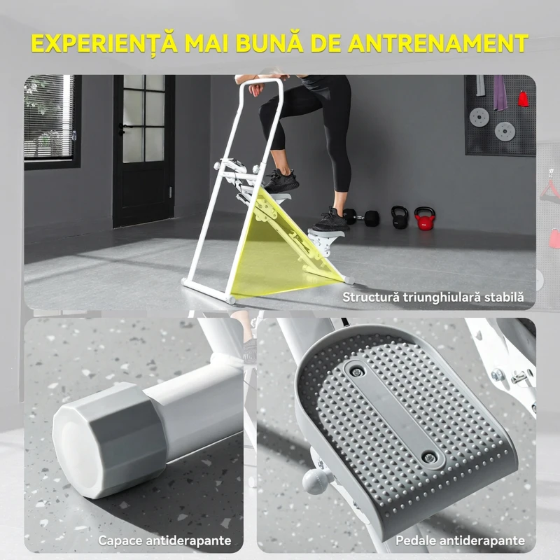 SPORTNOW Stepper Vertical Climber pliabil cu mânere reglabile, pedale antiderapante și monitor LCD, alb