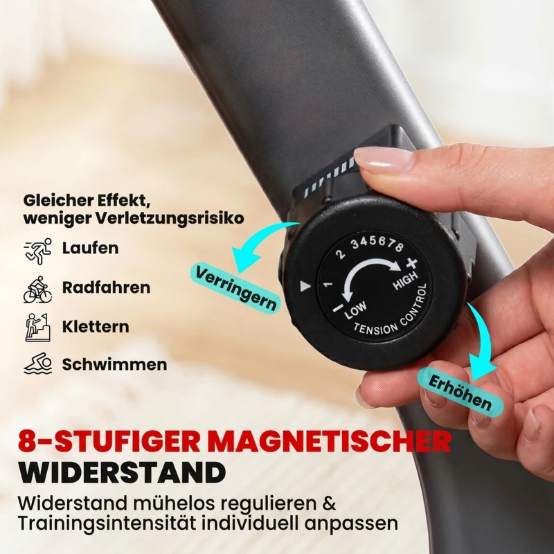HOMCOM Fietstrainer met 8-Niveaus Weerstand 122-137 x 62 x 103cm Staal Grijs+Zwart+Zilver