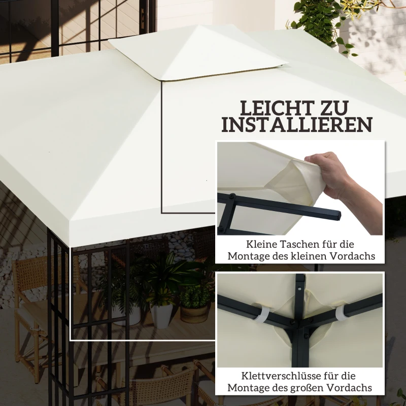 Outsunny Vervangend dak voor metalen tuinpaviljoen paviljoen partytent tuintent 3x3 m, wit