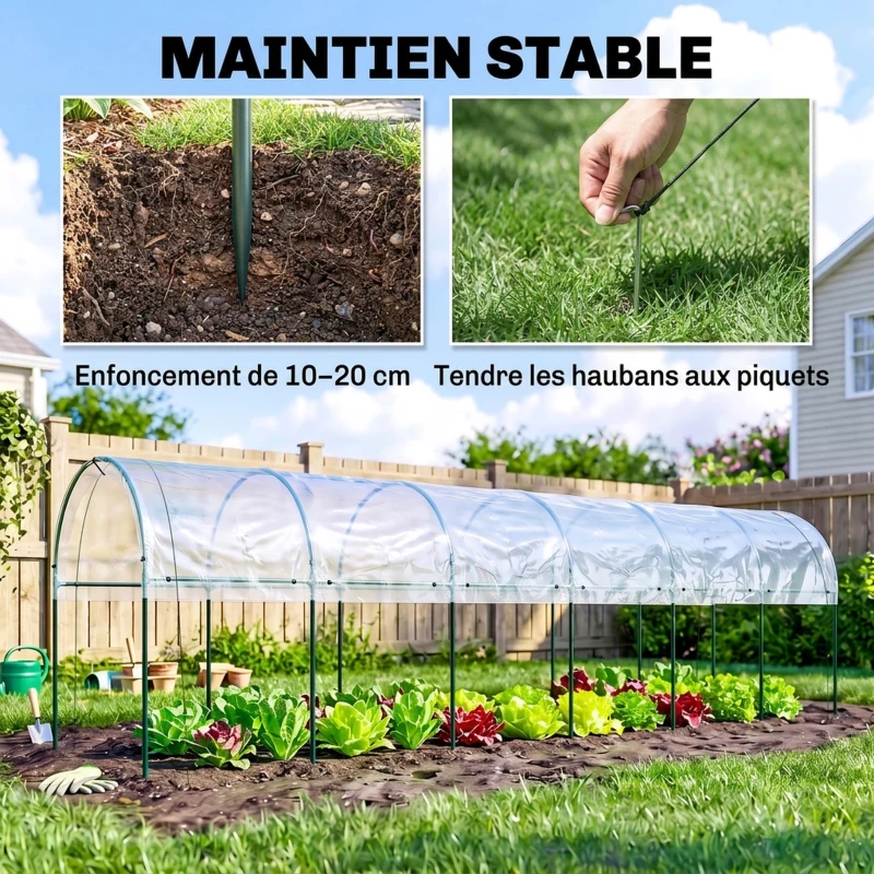 Outsunny Serre de jardin serre à tomates 7 arceaux en acier bâche en plastique 6 x 1,23 x 1,71 m vert