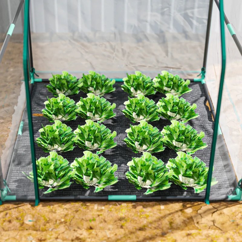 Outsunny Serre de jardin 90x90x105 cm avec porte enroulable, base étanche, structure en acier, Transparent