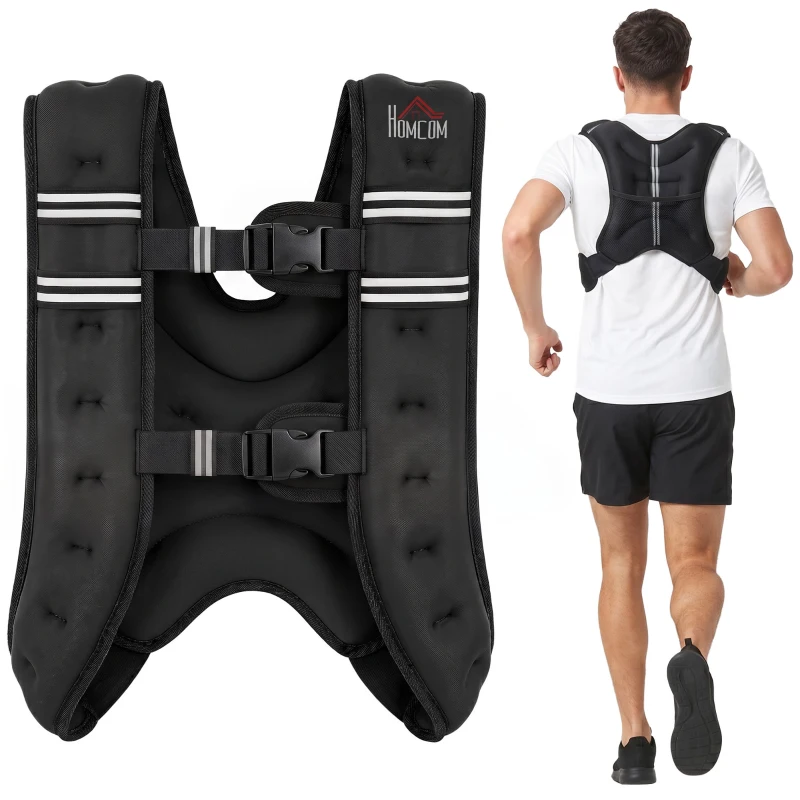 HOMCOM Gewichtsweste 5 KG / 8 KG / 10 KG verstellbare Trainingsweste mit herausnehmenbar Gewichten Laufweste Damen Herren für Muskelaufbau Krafttraining, Laufen, Fitness, Cross Training
