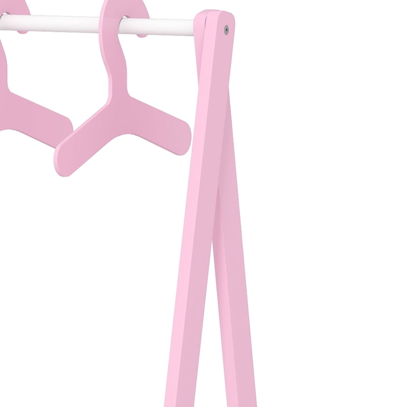 AIYAPLAY Baby Clothing Rack with Hangers, Storage Shelf for Bedroom, Star Theme, for Ages 3-6, Pink