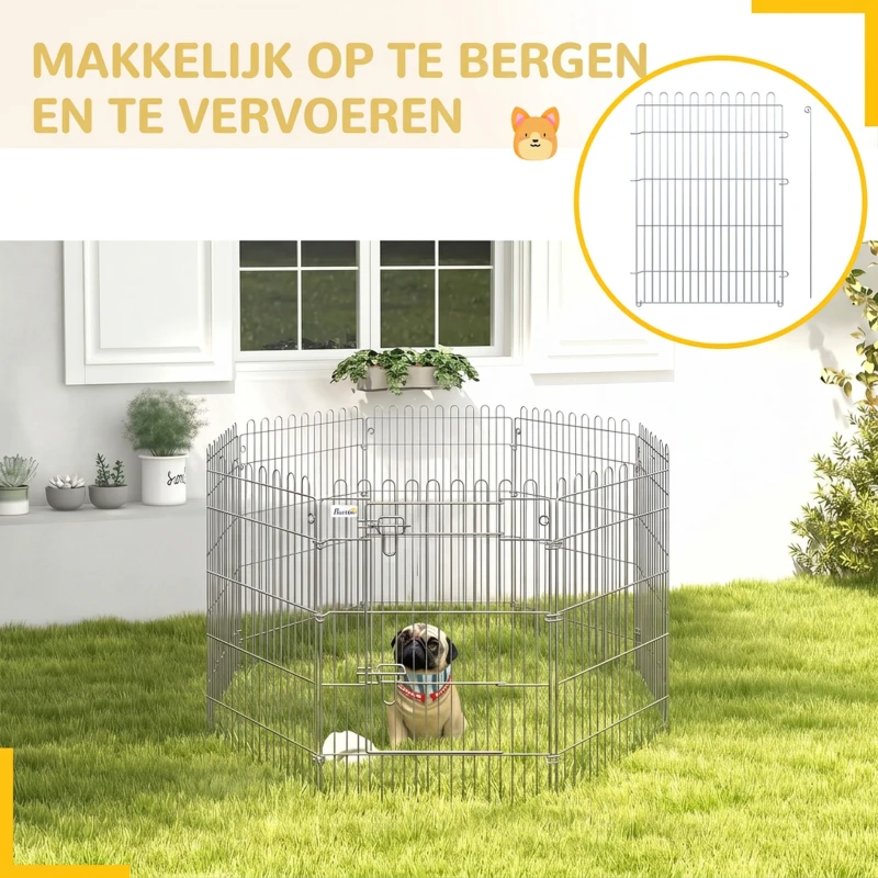 PawHut ren puppy-uitloop box puppyraster 8-delig | Aosom.de