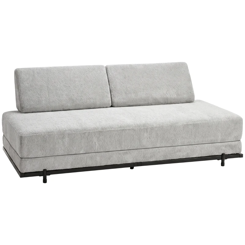 HOMCOM Canapé‑lit 3 places convertible 4 en 1, 2 coussins d'accoudoir, chenille, pieds en acier, 193x82x58 cm, Gris
