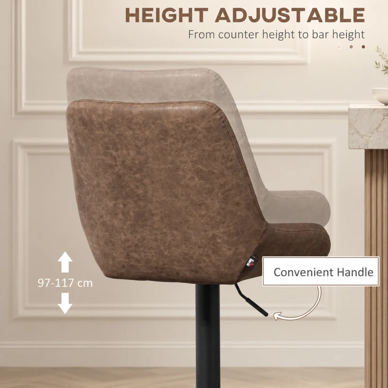 HOMCOM Set of Two Faux Leather Retro Bar Stools - Brown