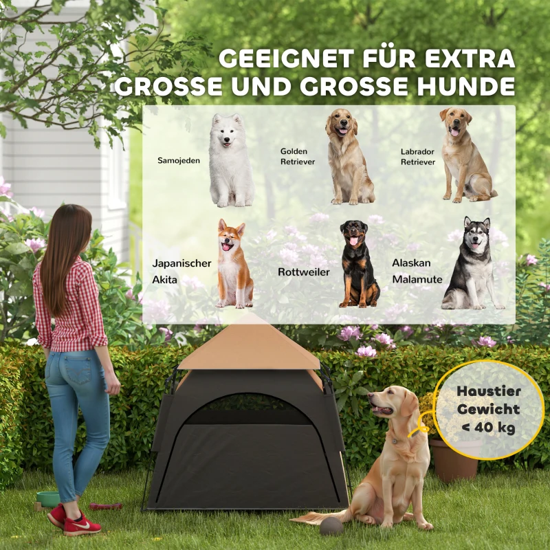 PawHut Huisdierentent, Hondentent, inklapbaar, weerbestendig, hondenhok, voor grote honden, Donkerbruin