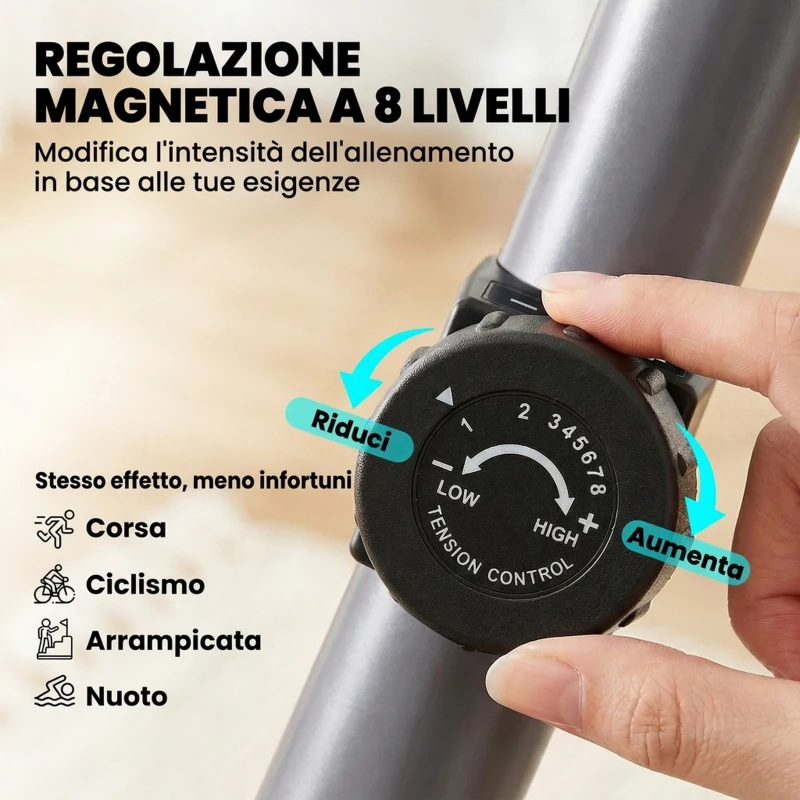 HOMCOM Cyclette Orizzontale con Seduta Regolabile, 8 Resistenze e Monitor LCD, 121.5-136x62.5x98cm, Grigio