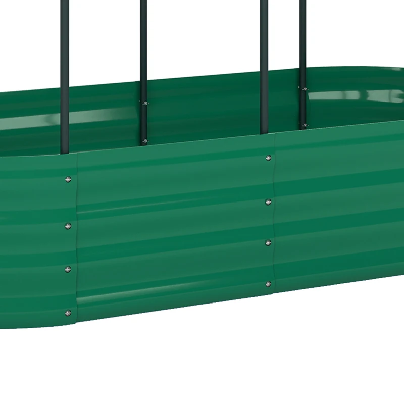Outsunny Galvanised Raised Garden Bed with Arched Trellis, 4 x 2 x 4.6ft Metal Raised Bed for Garden with Open Bottom, Green